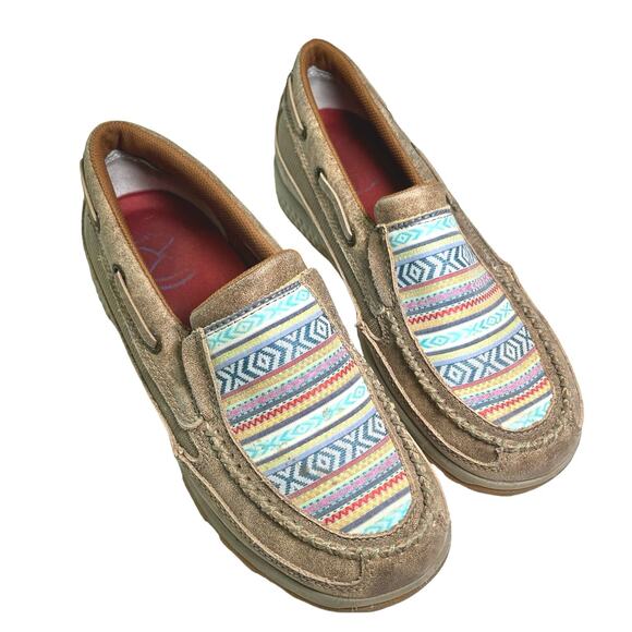Twisted X Women's Slip On Driving Mocassins, Aztec Western, Machine Washable - Picture 2 of 6